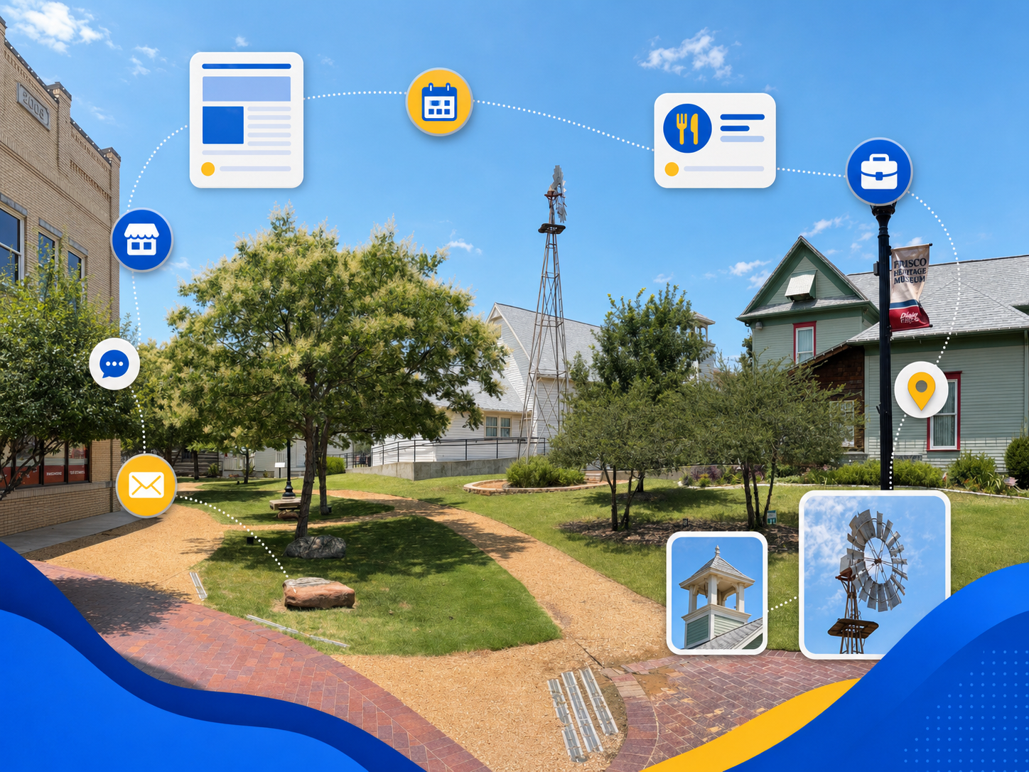 Frisco Heritage Museum connected with local news, events, dining, jobs, email, maps, and business graphics